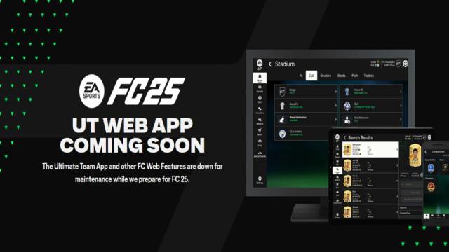 A coming soon message shown on the website for the EA FC 25 Web App.