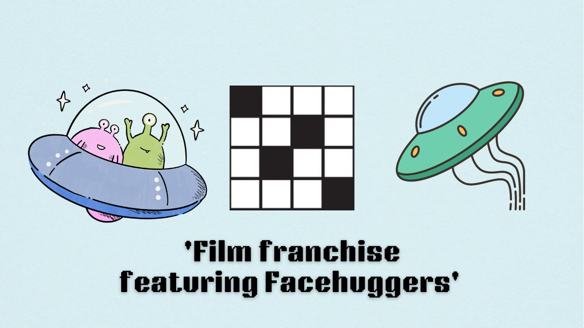 Picture showing the film franchise featuring Facehuggers clue cover in NYT Mini Crossword.