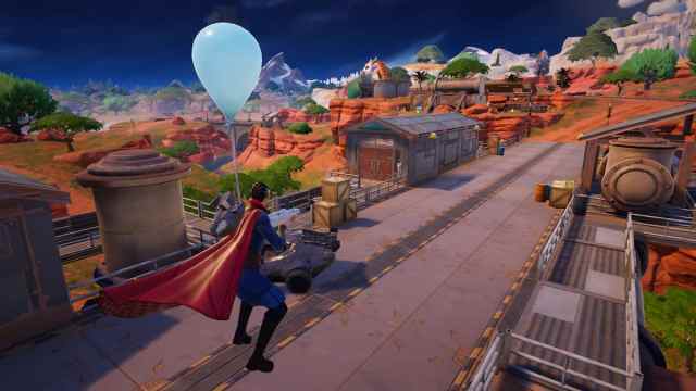 Picture showing a Fortnite player using balloons to land a headshot on enemies.