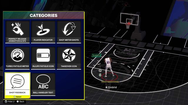 A screenshot of the in-game NBA 2K settings for your shot.