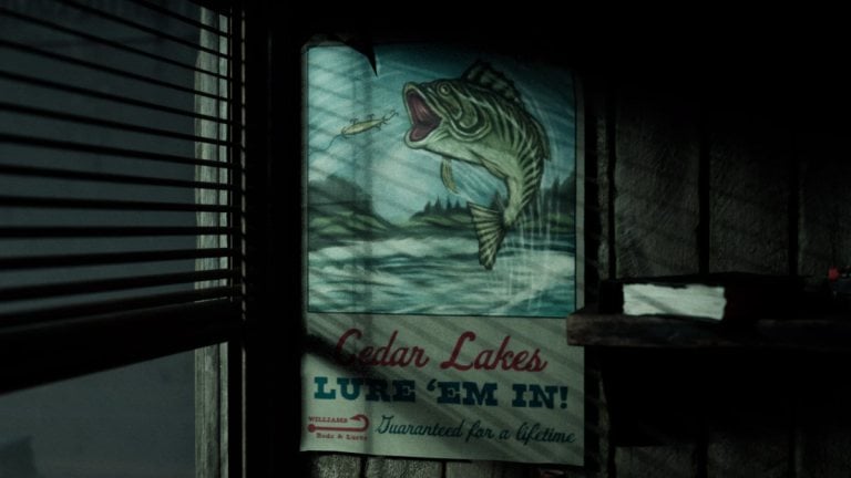 A poster of a caught fish on a lake with the catchphrase "Reel them in"