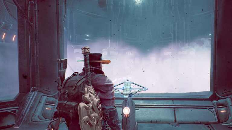 A character in a hat stares at a fog cloud in front of him in Remnant 2.