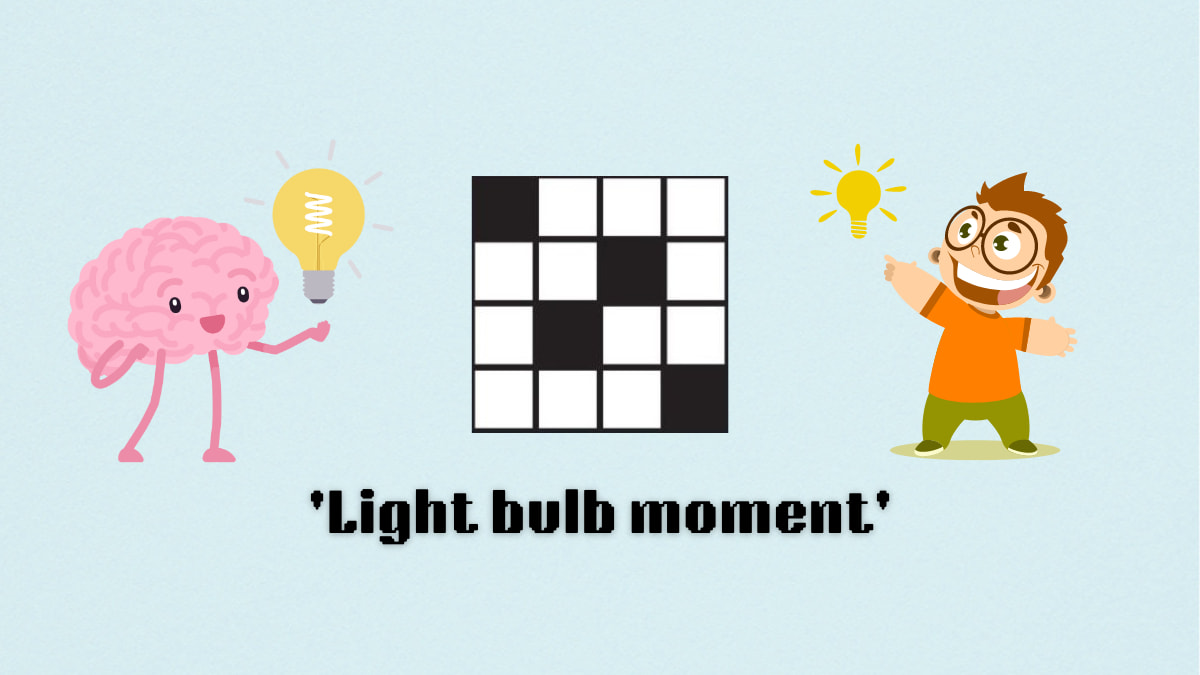 Picture showing the Light bulb moments clue cover in NYT Mini Crossword.