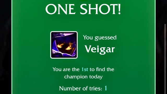 The Loldle quote success message with an image of Veigar for the Sept. 6 LoLdle quote