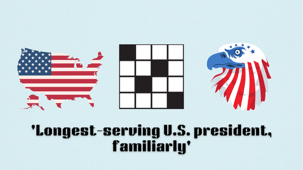 Picture showing the Longest-serving U.S. president, familiarly clue cover in NYT Mini Crossword.