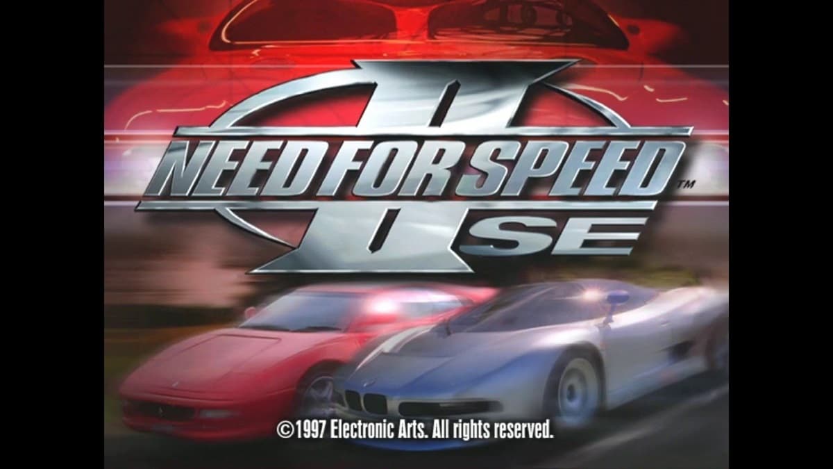 Need for Speed II's cover art consisting of the banner and two sports cars underneath it