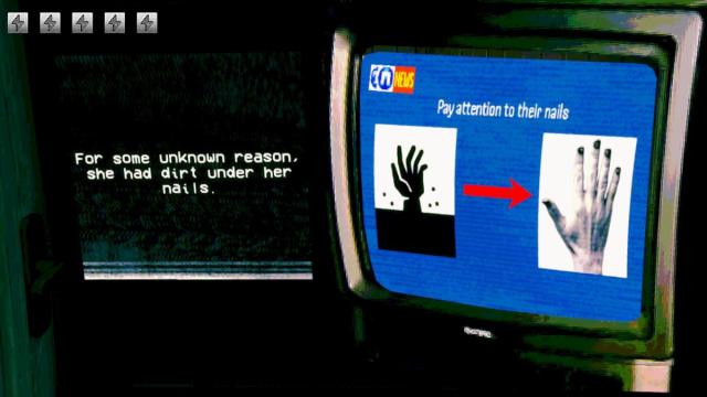 Television screen of a news report showing hands emerging from the ground with dirty fingernails