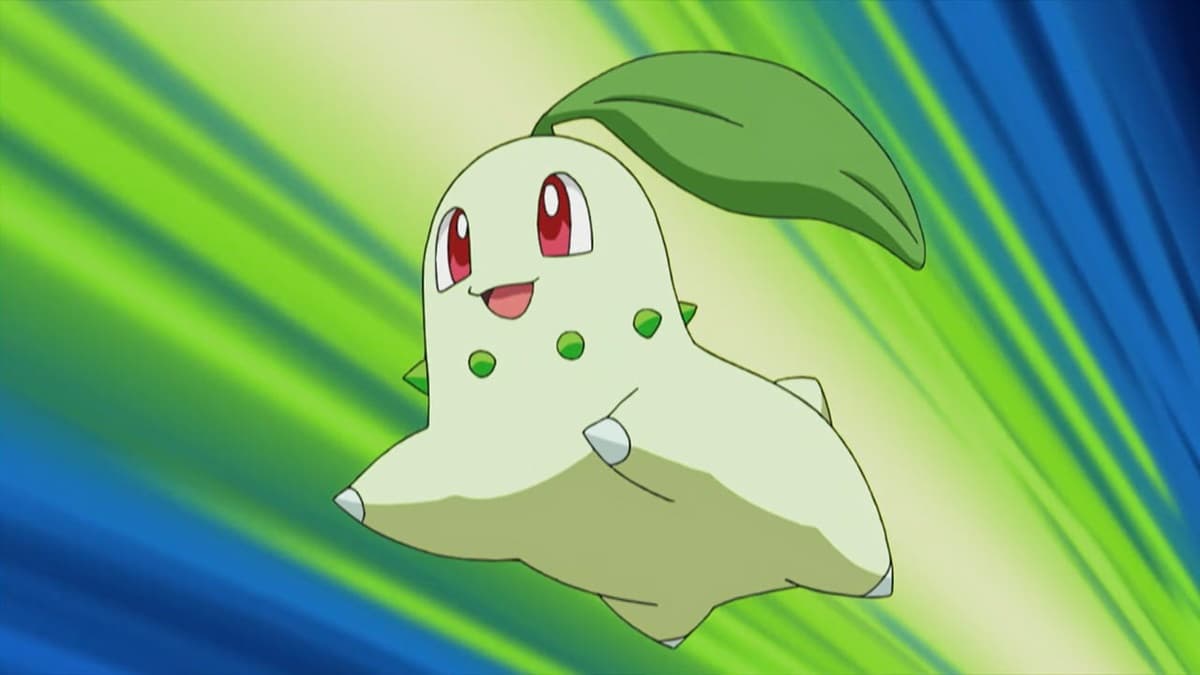 Chikorita leaps into battle.