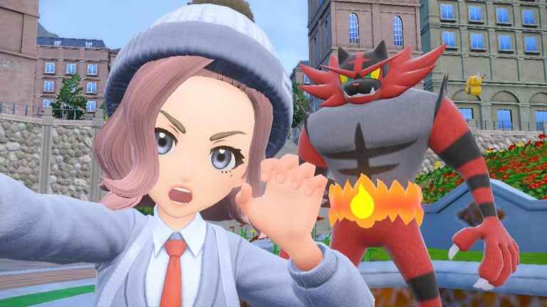 Selfie with Incineroar in Pokémon Scarlet and Violet.