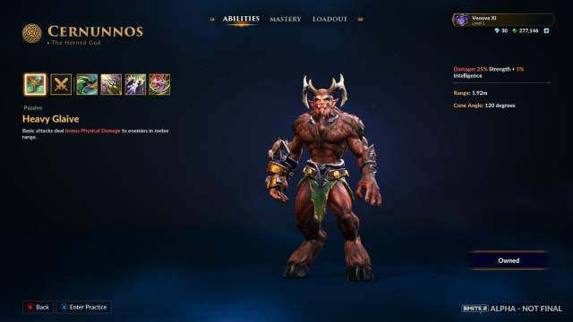 Cernunnos in the God selector screen in Smite 2.