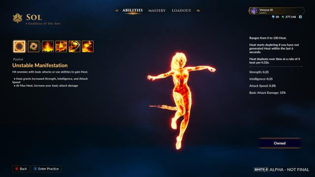 Sol in the God selector screen in Smite 2.