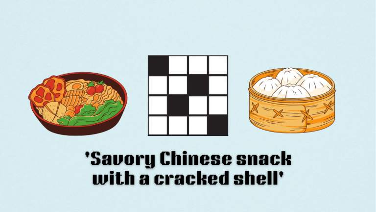 Savory Chinese snack with a cracked shell clue cover in NYT Mini Crossword.