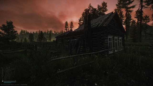 A run-down house with three windows sitting in a swamp in Escape from Tarkov.