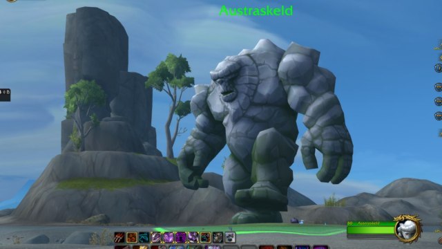 An Elite Stone Giant walking in WoW The War Within.