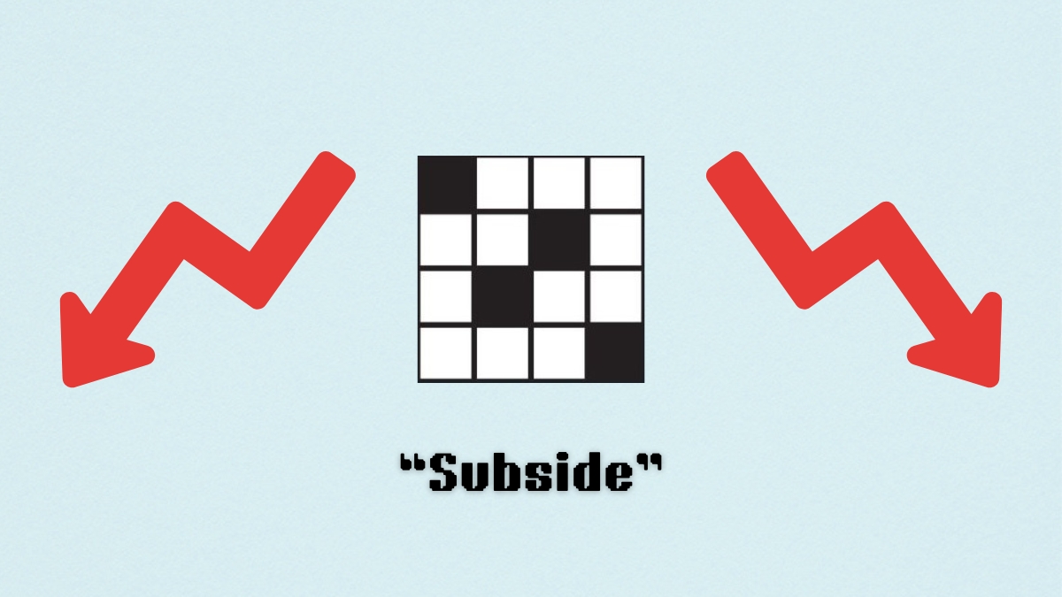 Two arrows pointing down above the clue subside from the sept. 6 nyt mini crossword puzzle