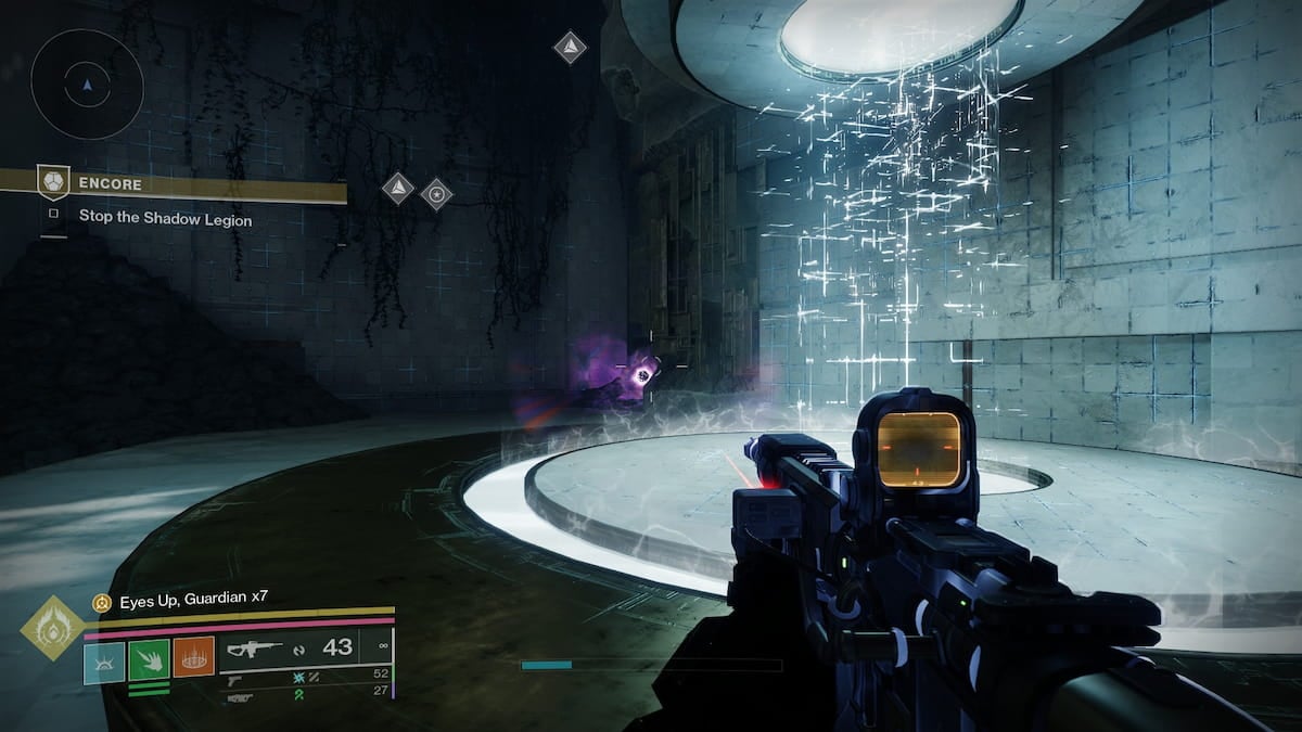 A Guardian spots a Temporal Anomaly near a Vex datastream in Encore: Coda.