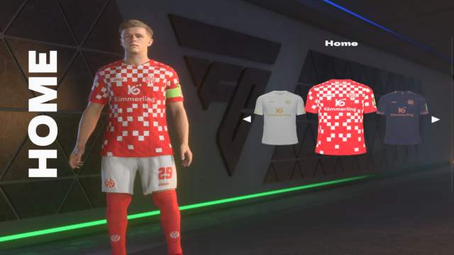 A view of the Union Berlin home kit in EA FC 25.