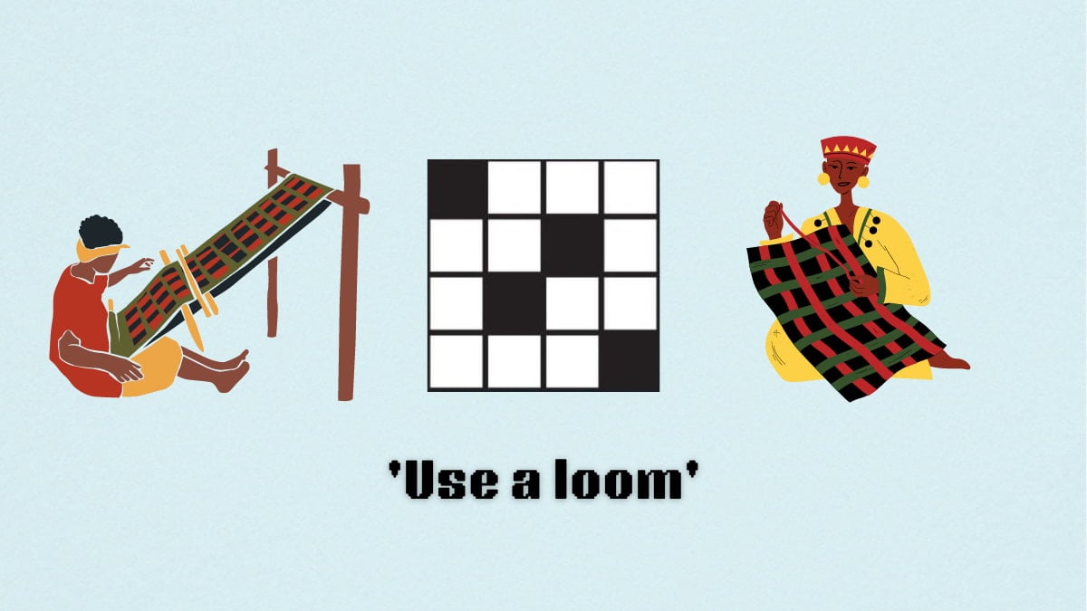 Picture showing the use a loom clue cover in NYT Mini Crossword.