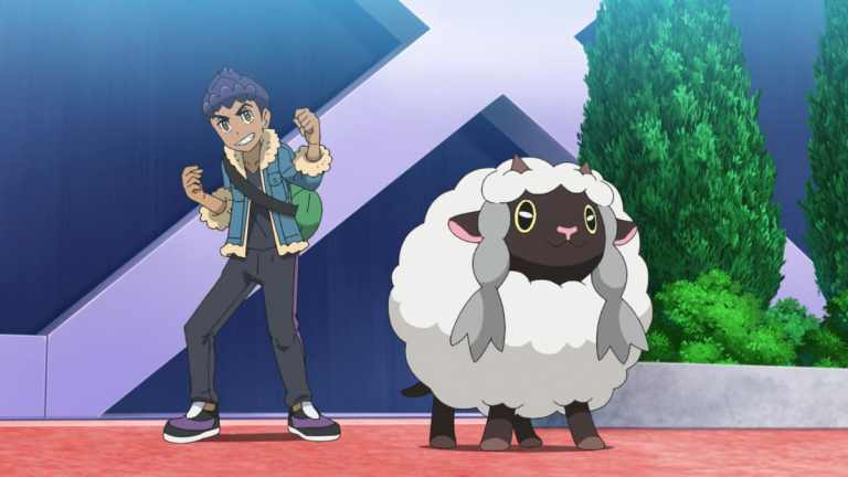 Wooloo and Hop in the Pokemon anime.