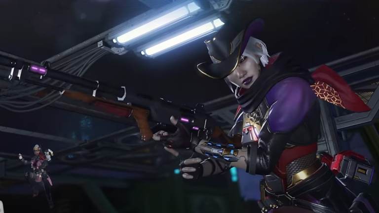 An image of Wraith in a Bounty Hunter skin from the Space Hunt event.