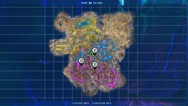 Ark Survival Ascended Aberration map with markers for Rock Drake Eggs