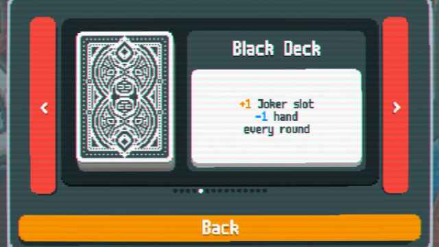 The Black Deck in Balatro with a black and white eight on its back.