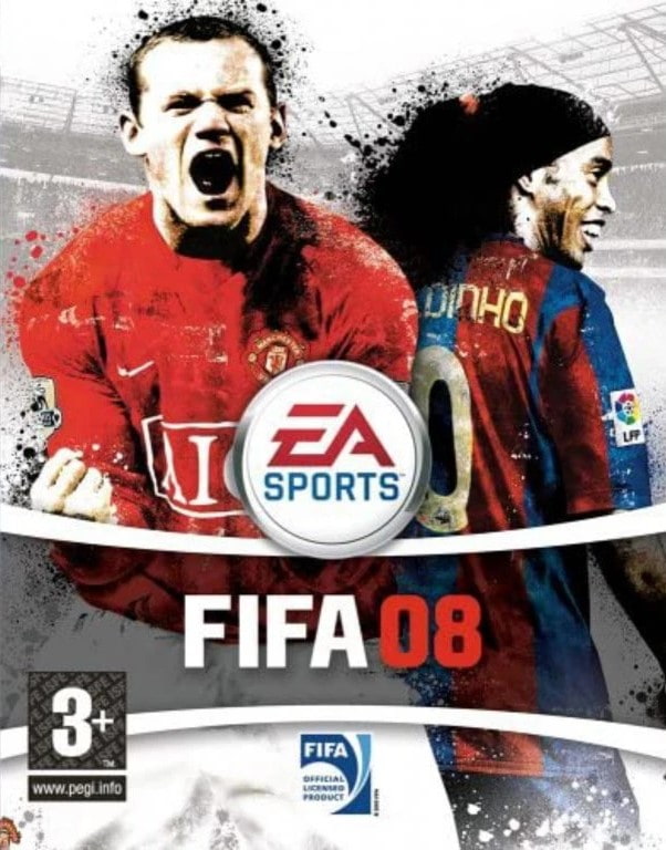 Wayne Rooney and Ronaldinho on the cover of FIFA 08