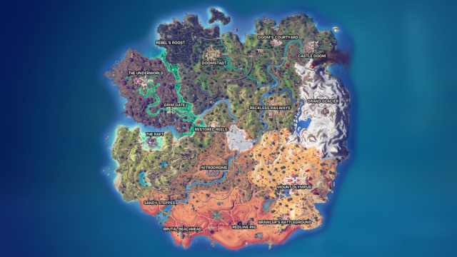 All named locations on the Fortnite map.