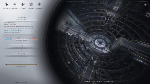 Council vote overview in Frostpunk 2