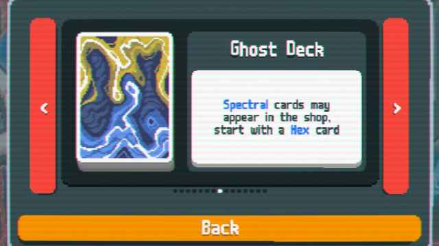 The Ghost Deck in Balatro featuring lightning-like drawings and blue-and-yellow colors.