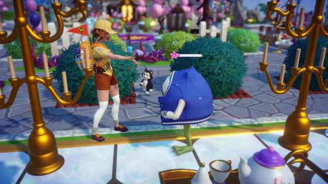 Giving Mike Roasted Marshmallows in Disney Dreamlight Valley.