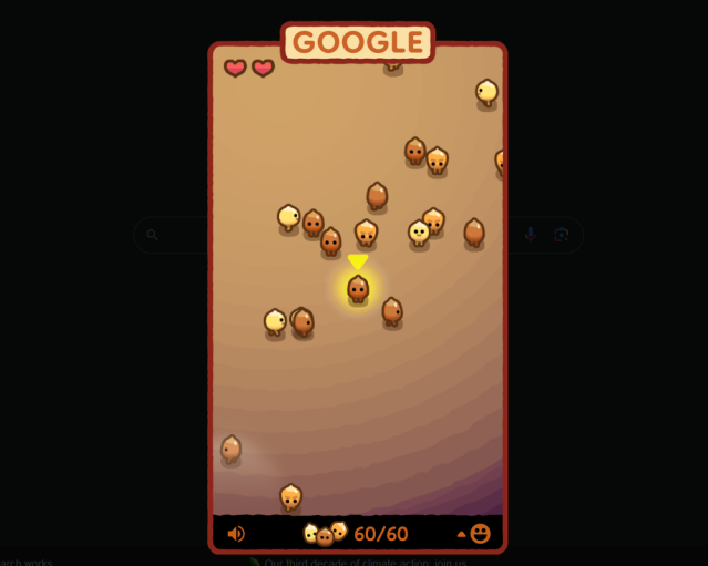 Gameplay of the popcorn-themed Google Doodle game.