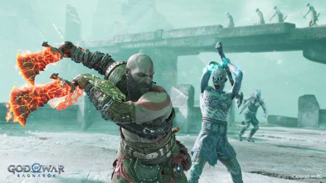 Kratos fighting in Helheim.