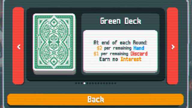 Green Deck in Balatro with a green eight on its back.