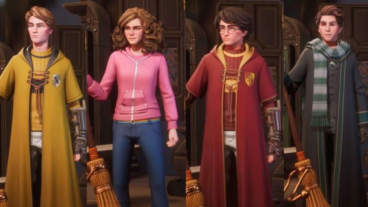 Cedric, Hermione, Harry, and Sebastian in Harry Potter Quidditch Champions.