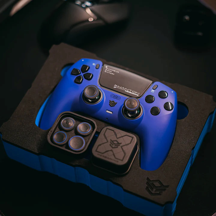 Blue HexGaming Phantom controller in its box