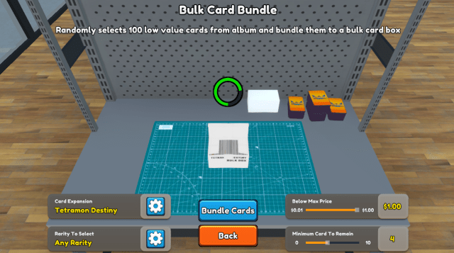 making a bulk box of cards in tcg card shop simulator