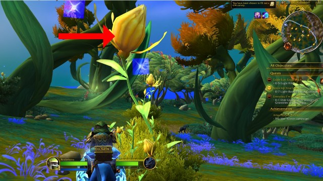 Red arrow pointing to a light lotus in wow the war within