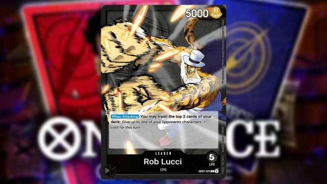 Rob Lucci from One Piece appears on a Black Leader card from the Bandai card game.