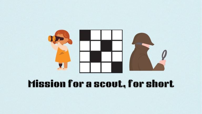 The Mission for a scout, for short clue on the NYT Mini Crossword.