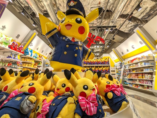 Dozens of Pikachu toys and collectables in a Narita airport store.