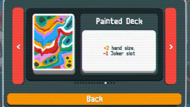 The painted deck with abstract colors on its back in Balatro.