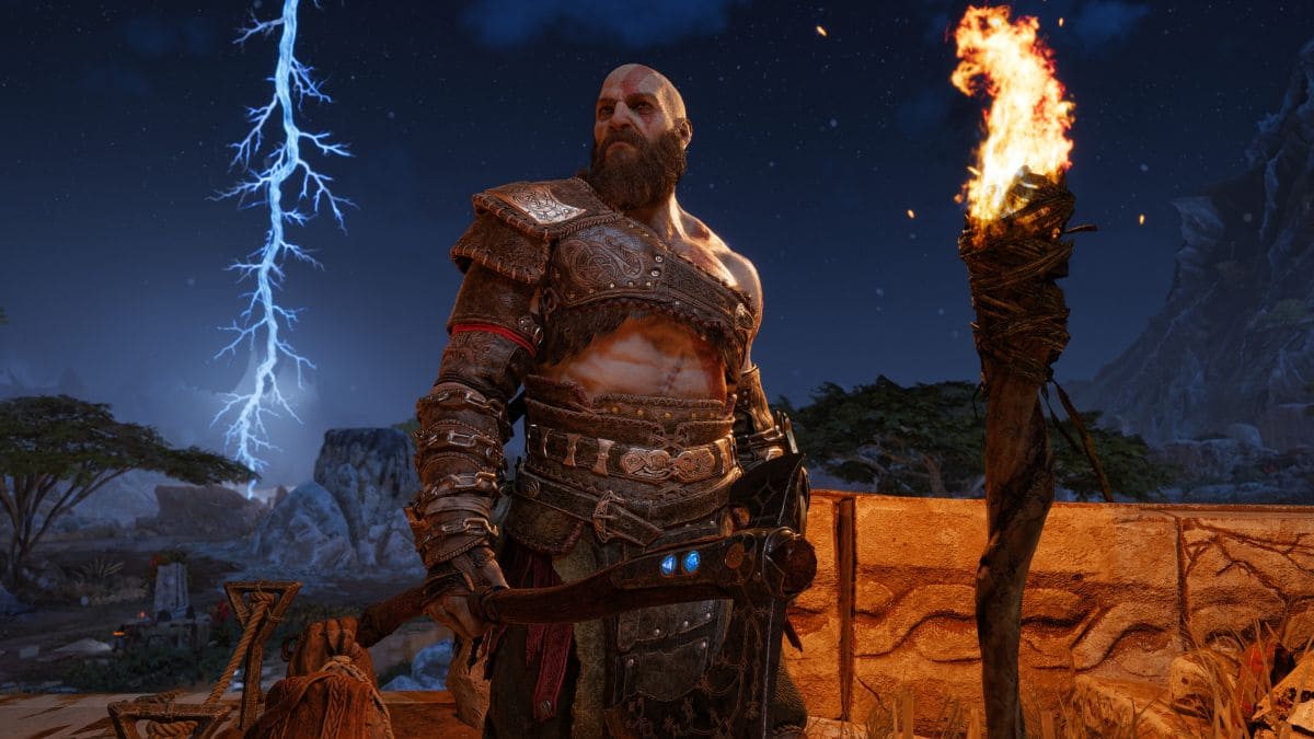 Kratos standing in the Crater in Vanaheim.