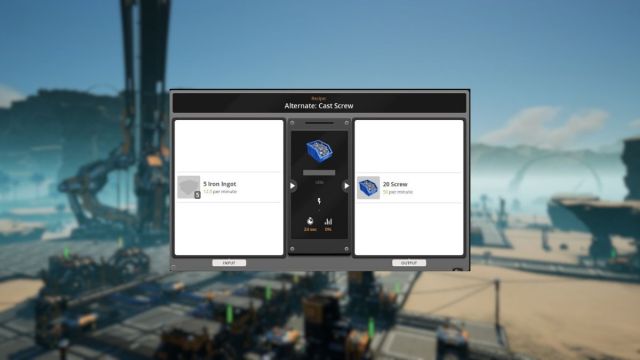 satisfactory cast screw alternate recipe inside constructor menu