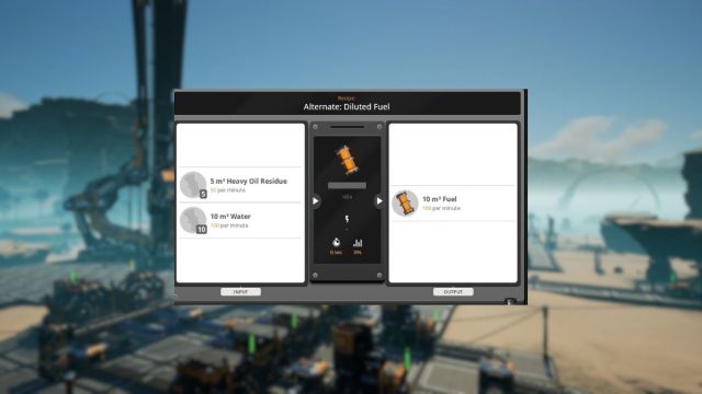 satisfactory diluted fuel alternate recipe inside blender menu