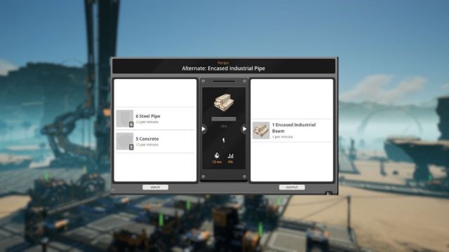 satisfactory encased industrial pipe alternate recipe inside assembler menu