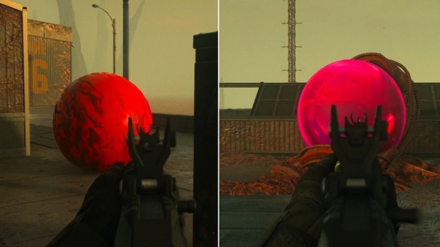 A Terriball on the left side and a Portal on the right side in Warzone's Purgatory Island on Hellspawn event