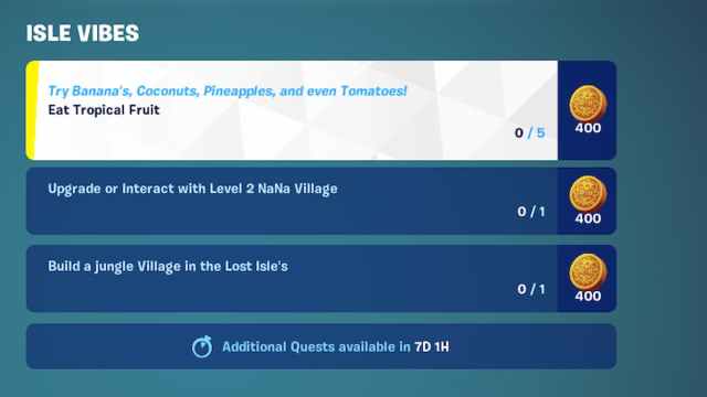 Three weekly quests in LEGO Fortnite.