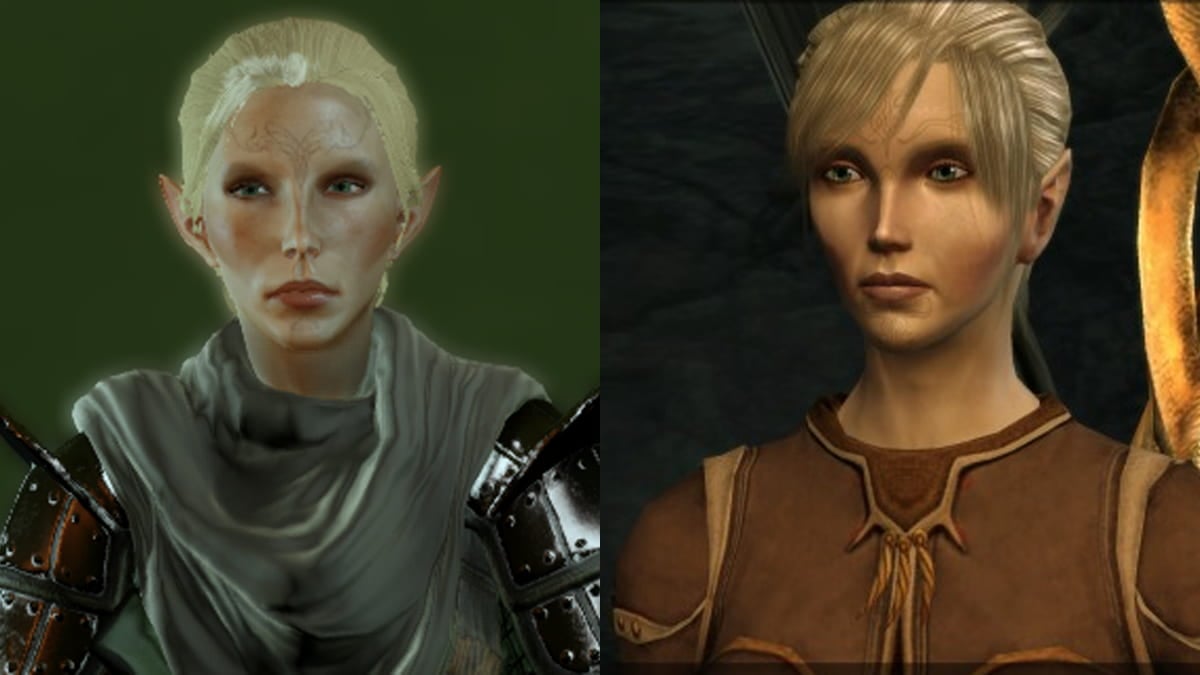 Velanna side by side in Dragon Age Inquisition and Origins.