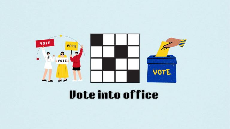 The Vote into office clue on the NYT Mini Crossword.